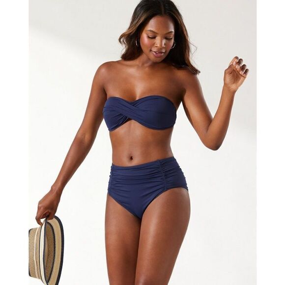 New. Tommy Bahama navy high waisted bikini bottom. Small. - Picture 8 of 11